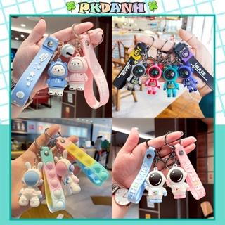 Móc khóa phi hành gia hình gấu hoạt hình dễ thương sáng tạo hot trends astronaut keychain