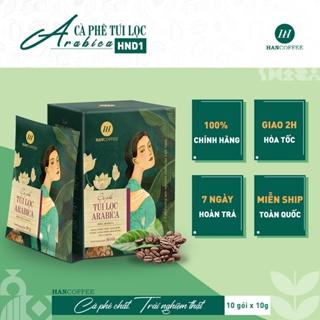 Cà Phê Phin Giấy HANCOFFEE Arabica Túi Lọc Thơm Ngon Nguyên Chất Vị Đắng Êm, Ngọt Dịu Hộp 10 gói - HND1