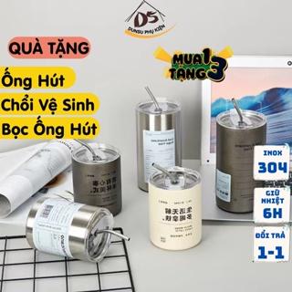 Cốc cà phê giữ nhiệt Iced Americano Ly inox giữ nhiệt có ống hút Bình uống nước giữ nhiệt bằng thép không gỉ 600ml DunSu