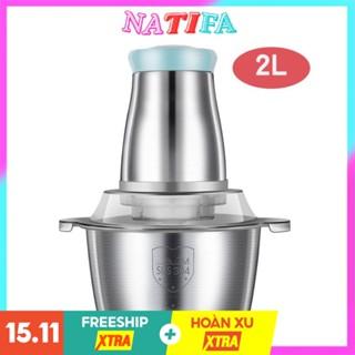 Máy Xay Thịt Cối Inox 4 Lưỡi Đa Năng Xay rau củ quả tỏi ớt - Công suất 250W