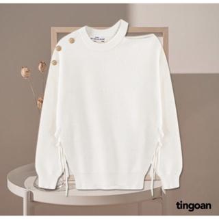 Pass áo tingoan len trễ vai một bên sẻ vạt buộc dây trắng tingoan AFTER YOU SWEATER/WH