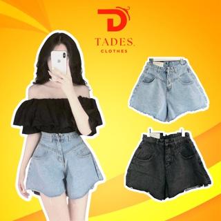 Quần Đùi Bò Nữ Ống Loe - Quần Short Jeans Nữ Lưng Cao Phong Cách Hàn Quốc Cực Xinh