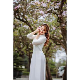 [Mã BMINC50] Áo dài trắng nữ học sinh cấp 3 đi học may sẵn truyền thống chất chiffon 4 tà thoáng mát by Quỳnh Hương