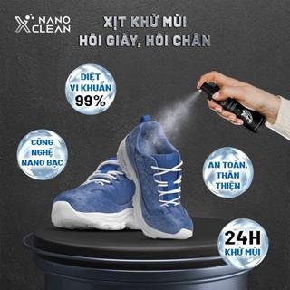 Chai Xịt Khử Mùi Giày Nano Xclean Nano Bạc 100ml Hương Trà Xanh - AHT Corp - Khử Mùi Làm Sạch Giày Dép Hiệu Quả