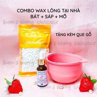 [Bạn mới nhập COSHBM -50% đơn 0Đ] Combo Bát nấu sáp silicon chống dính + 100g Sáp siêu bám lông + Mỡ trăn nguyên chất