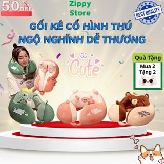 Gối kê cổ chữ u hình thú dễ thương - Chống đau mỏi cổ vai gáy - Kích thước 30x30x10cm