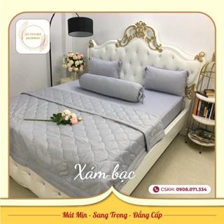 (Rẻ Vô Địch) Ga - Drap Giường Lẻ Thun Mát Lạnh Thương hiệu AT HOME- Màu Xám Bạc