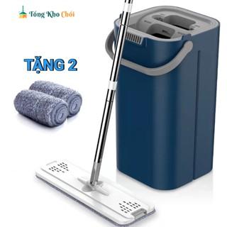 Bộ lau nhà tự vắt thông minh xoay 360 độ, Cây lau nhà tự vắt tiện lợi kèm thùng BLN-R4