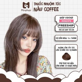 Thuốc Nhuộm Tóc Màu NÂU COFFEE | NÂU CAFE - Lên Từ Nền Đen - Minzihair