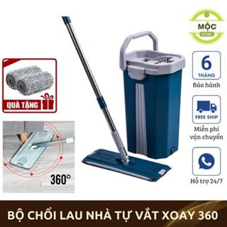 Bộ Cây Lau Nhà Chổi Lau Nhà Tự Vắt 360 Độ Chính Hãng Cao Cấp Tặng Kèm 2 Bông Lau
