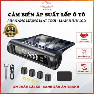 Cảm biến áp suất lốp ô tô tpms năng lượng mặt trời van ngoài chống nước màn hình màu bảo hành 12 tháng