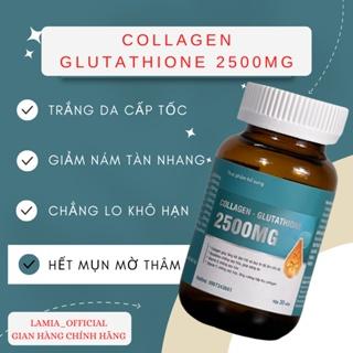 Trắng da COLLAGEN - GLUTATHIONE 2500MG viên uống nâng tone cấp tốc đẹp da giảm nám mờ thâm tức thì