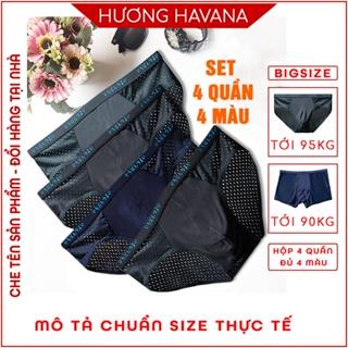 Set 4 quần lót nam thông hơi - quần sịp nam tam giác đùi nhật bản - có size lớn MLQ01