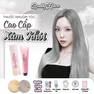 Thuốc nhuộm tóc màu XÁM KHÓI, thuốc nhuộm tóc cao cấp, kem nhuộm tóc tại nhà Buddyhairs tặng kèm Thuốc tẩy tóc Buddyhair