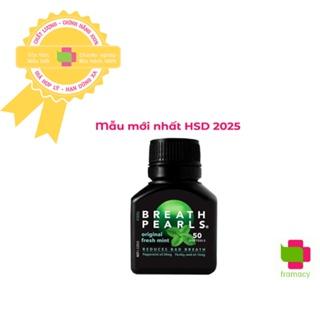 Viên thơm miệng thảo dược Breath Pearls, Úc (50 viên) giảm hôi miệng cho người lớn, bà bầu và trẻ nhỏ trên 6 tuổi