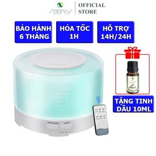 Máy xông tinh dầu phun sương tạo ẩm khuếch tán tinh dầu hình trụ dung tích 500ml tự ngắt khi hết nước bù ẩm phòng ngủ