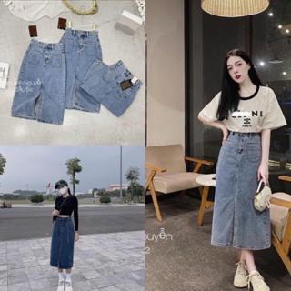CHÂN VÁY BÒ 2 TÚI TRƯỚC XẺ VẠT SIÊU HOT JEANS#913