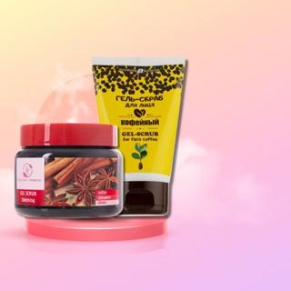 Tẩy Da Chết Toàn Thân Quế Hồi Cà Phê 380g và Tẩy Tế Bào Chết Cho Mặt 100g Exclusive Cosmetics
