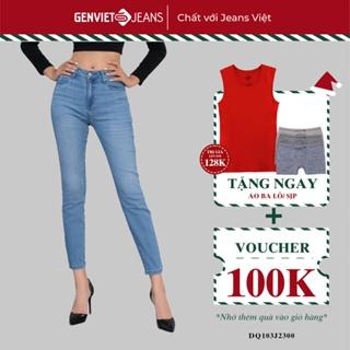 Quần Jeans Nữ Trơn GENVIET JEANS Dáng Đứng Ôm Cạp Cao Chất Bò Mềm Cao Cấp Basic DQ103J2300