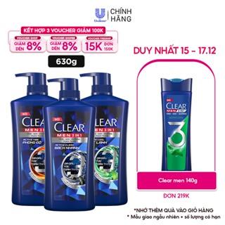 Dầu Tắm - Gội - Dưỡng Mát Lạnh 3 trong 1 cho nam Clear Men Active 630g