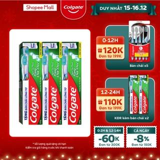 [Mã COSCO12 giảm 8% đơn 250k] Bộ 3 Kem đánh răng Colgate ngừa sâu răng tối đa 225g/hộp tặng bàn chải đánh răng