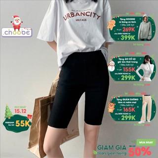 Quần legging nữ lửng Choobe vải thun cao cấp biker nữ đùi ngố đồ mặc nhà dáng ôm bó lưng thun tập gym yoga bigsize Q29