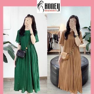 Váy Bầu Đầm Bầu Xếp Ly [Hàng Loại 1] Voan Lụa 2 Lớp Mặc Đi Dự Tiệc Đi Làm Công Sở Đi Chơi Mùa Hè Thu HD2653 Honey Mommy