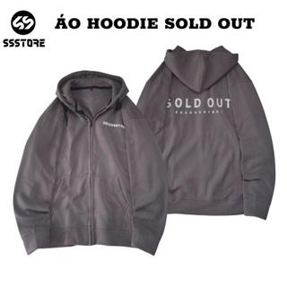 Áo khoác hoodie zip SOLD mùa đông có nón vải nỉ bông màu xám form rộng unisex nam nữ - SSSTore