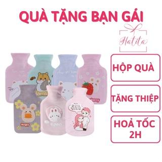 Túi chườm nóng Hatita 1000ml sưởi ấm giúp giảm đau bụng kinh nguyệt, quà tặng người yêu