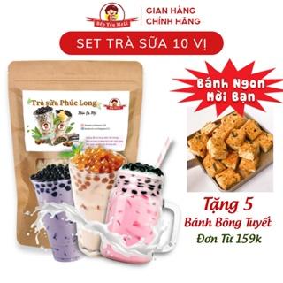 Set Trà Sữa Tự Pha Phúc Long, Nguyên Liệu Làm Trà Sữa Trân Châu Đường Đen, Hồng Trà, Thái Xanh 30 Ly - BẾP YÊU MELI