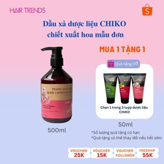 Dầu xả dược liệu tinh dầu hương hoa mẫu đơn CHIKO siêu mềm mượt phục hồi tóc hư tổn 50ml 500ml