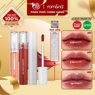 Son Tint bóng siêu lì, căng mọng môi Hàn Quốc Romand Glasting Water Tint 4g (04 Đỏ Nâu, 03 Cam Gạch, 12 đỏ trầm)