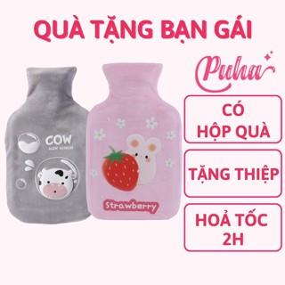 Túi chườm bụng kinh PUHA 1000ml, túi chườm nóng lạnh đa năng, sưởi ấm giảm đau bụng cho bạn nữ