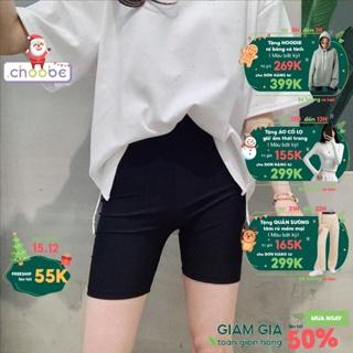 Quần legging nữ đùi Choobe thun cạp cao biker lửng ngố đồ mặc nhà dáng ôm bó lưng thun bigsize tập gym yoga  Q31