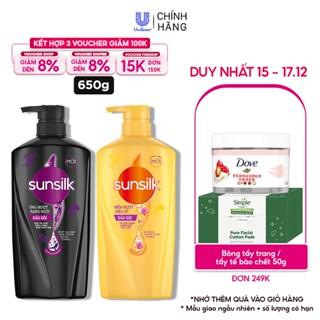 Dầu gội Sunsilk 650g làm sạch và mềm mượt tóc gấp 5 lần, cho mái tóc ngát hương suốt 48h