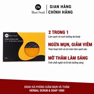 Xà phòng thiên nhiên tẩy tế bào chết giảm mụn lưng và giảm thâm cho cơ thể BareSoul Herbal Scrub & Soap 100g