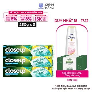 Combo 3 Kem Đánh Răng Closeup Giúp Làm Trắng Răng Tự Nhiên Sau 2 Tuần Với Chiết Xuất Chanh Và Muối Biển 230G/Tuýp