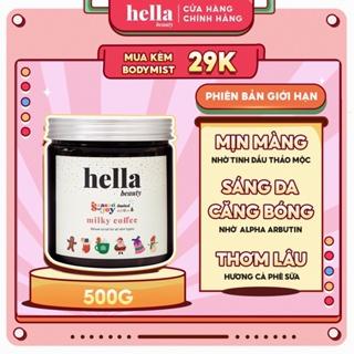 Tẩy Tế Bào Chết Body Cà Phê Hữu Cơ 500g Hella Beauty Cho Mọi Loại Da Giúp Dưỡng Trắng Da Toàn Thân, Giảm Mụn Mờ Thâm