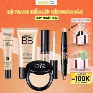 Bộ trang điểm nền đầy đủ makeup cơ bản kèm lót, kem nền, che khuyết điểm, phấn phủ, highlight, túi đựng mỹ phẩm Hatola