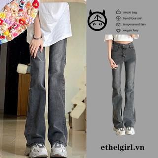 [Mã FATREND18 giảm tới 30k đơn 99k] Ethelgirl Quần jeans Nữ Lưng Cao Ống Loe Thời Trang