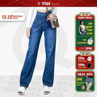 Quần jean ống rộng nữ rách gối form suông ombre TiQi Jeans B2-2221