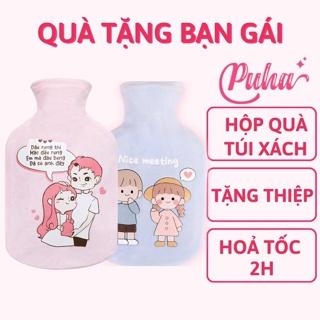 Túi chườm nóng lạnh đa năng PUHA 1000ml chườm đau bụng kinh nguyệt, túi sưởi ấm nhiều mẫu