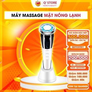 Máy massage mặt nóng lạnh ion, Máy đẩy tinh chất điện di cao cấp Trẻ hóa da, giảm mụn Bảo Hành 6TH QStore