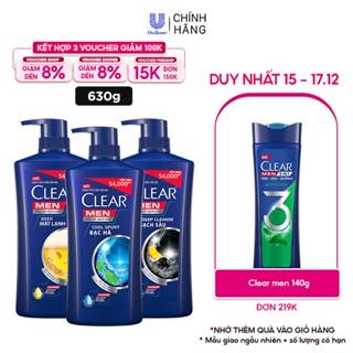 Dầu Gội Đầu cho nam Clear Men đánh bay gàu, ngứa và vi khuẩn mát lạnh cực đỉnh suốt ngày dài 650g/ 630g