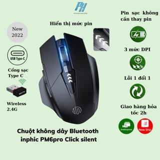 Chuột không dây Pin Sạc Inphic PM6 - Chuột gaming Bluetooth, Wireless cao cấp chống ồn bấm siêu êm không cần thay pin