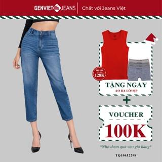 Quần Jeans Nữ GENVIET Col Thụng Trơn Dáng Baggy Cạp Cao Chất Bò Mềm Cao Cấp TQ104J2298