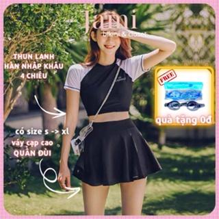 ĐỒ BƠI NỮ bikini kín đáo áo croptop tay ngắn váy bơi cạp cao quần đùi đồ bơi học sinh Jami atd14