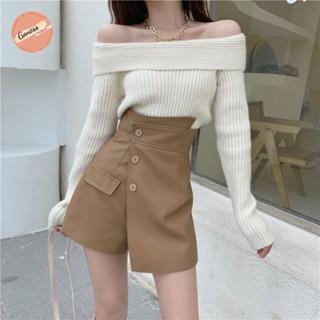 Quần da nữ Goness cạp cao giả váy kiểu vạt chéo 3 cúc cao cấp siêu tôn dáng 206