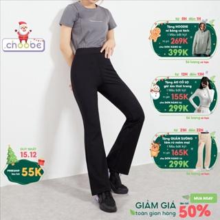 Quần ống loe Choobe nữ lưng cạp cao co giãn form đẹp legging bigsize vải Umi Hàn dày dặn dáng dài Q25