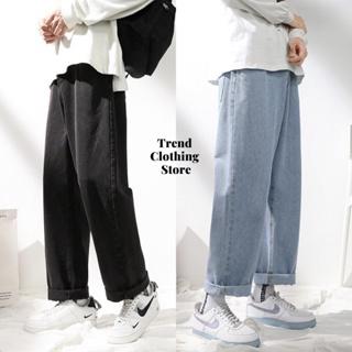 Quần jean baggy màu xanh trắng chất bò cao cấp dáng đứng ống suông rộng Nam, Nữ style Hàn Quốc 2022-Trend Clothing Store